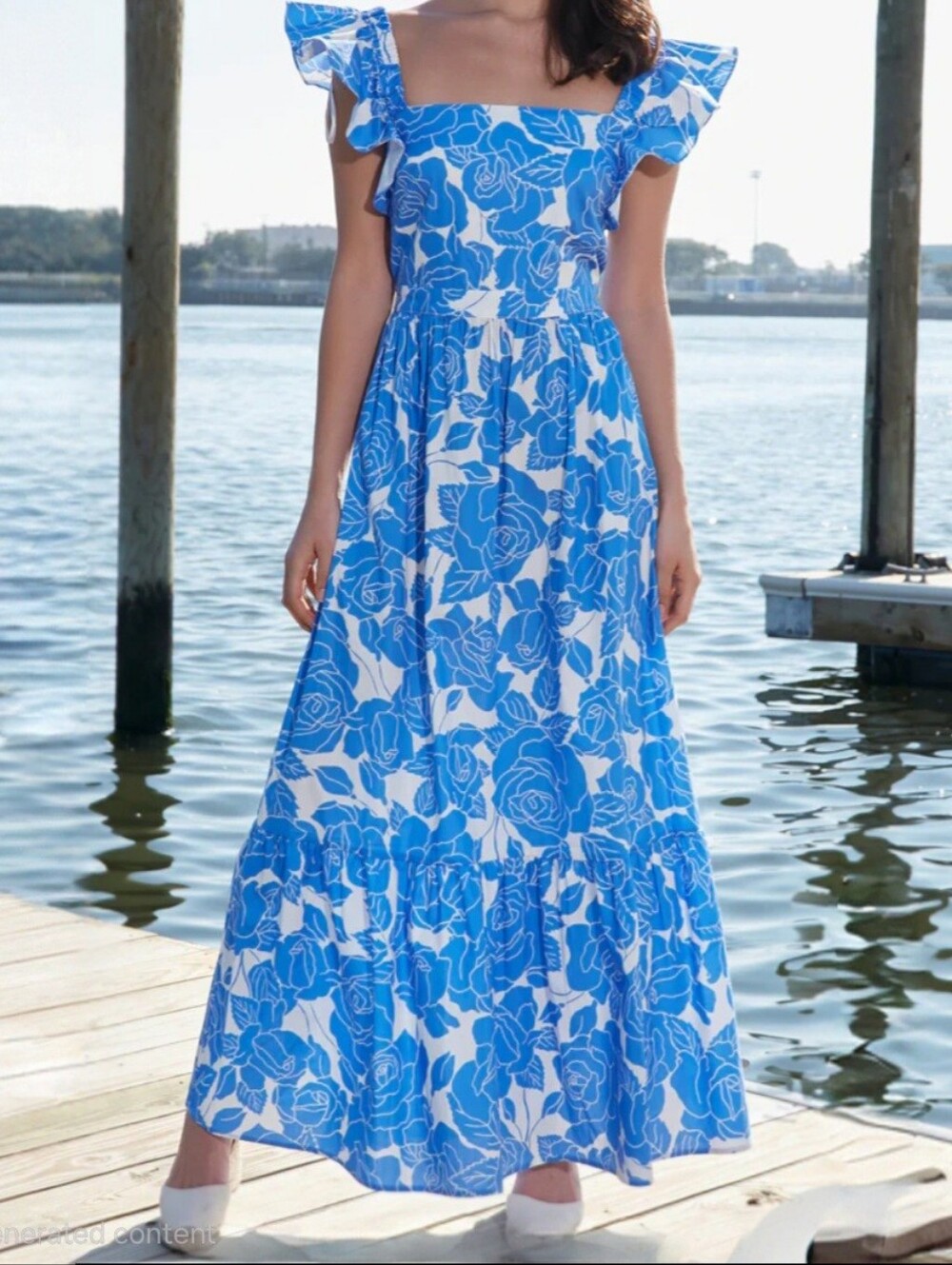 London Times - NEW Reformation Floral Tiered Square-Neck Ruffled Maxi Dress